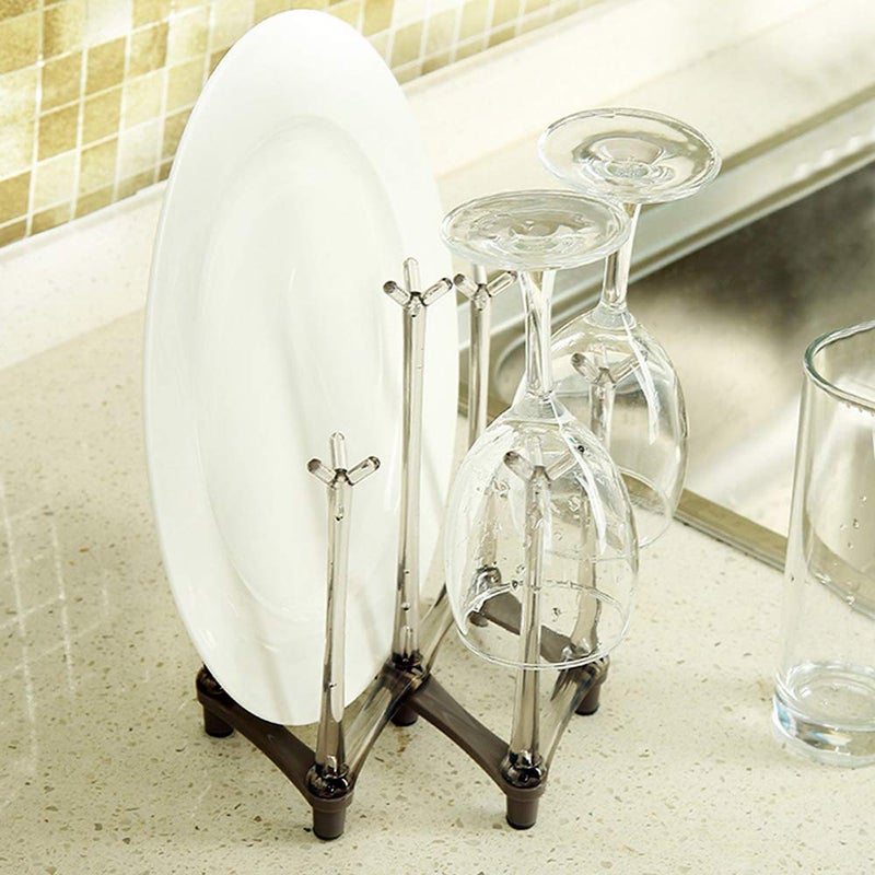 Yesland 2 Pack Retractable Cup Drying Rack, Plastic Non-slip Bottom Mug Tree Holder Organizer Rack Stand for Drinking Glass and Sports Bottle Drainer for Kitchen - Image 5